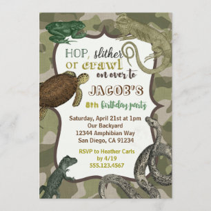 Invitation d'anniversaire Vintage d'animal de rept