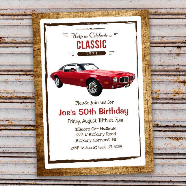 Invitation d'anniversaire vintage de voiture class (Créateur téléchargé)