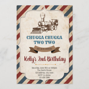 Invitation d'anniversaire vintage du train