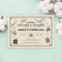 Invitation d'anniversaire vintage Harry Potter pou