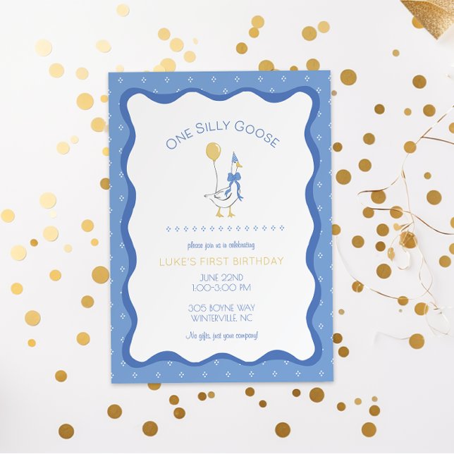 Invitation d'anniversaire vintage One Silly Goose (Créateur téléchargé)