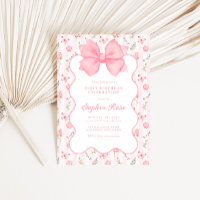 Invitation d'anniversaire vintage Pink Bow Elegant