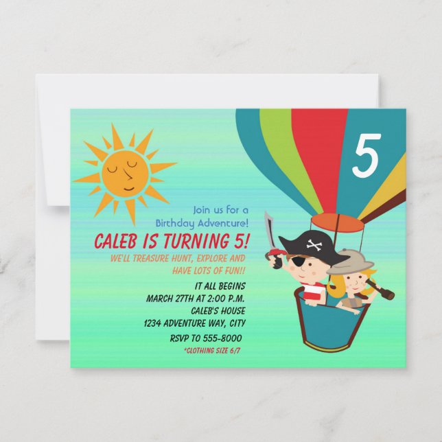 Invitation d'anniversaire vintage pour enfants ave (Devant)