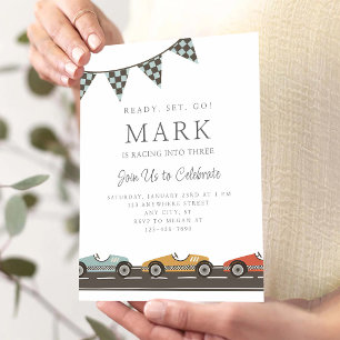 Invitation d'anniversaire Vintage Race Car Ready S