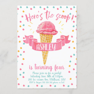 Invitation d'anniversaire Voici la crème glacée Sc