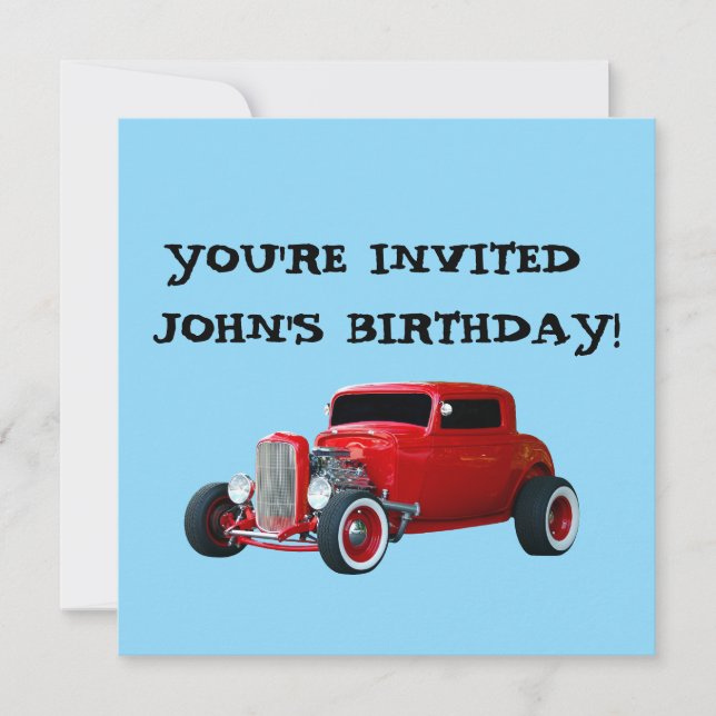 INVITATION D'ANNIVERSAIRE VOITURE CLASSIQUE (Devant)