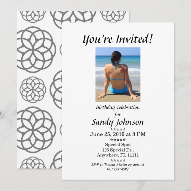 Invitation d'anniversaire Vous êtes invité Adulte  (Devant / Derrière)