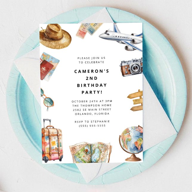 Invitation d'anniversaire Voyage Monde (Créateur téléchargé)