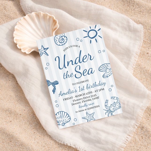 Invitation d'anniversaire Watercolor Ocean Friends (Créateur téléchargé)