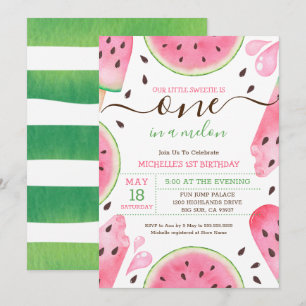 Invitation d'anniversaire Watermelon One In A Melo