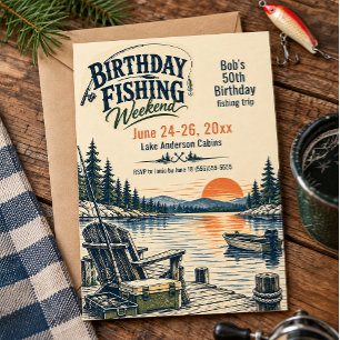 Invitation d'anniversaire Week-end de pêche vintag