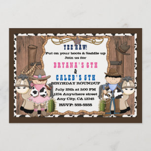 Invitation d'anniversaire western Cowboy & Cowgirl