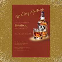 Invitation d'anniversaire Whiskey pour Homme 50 an