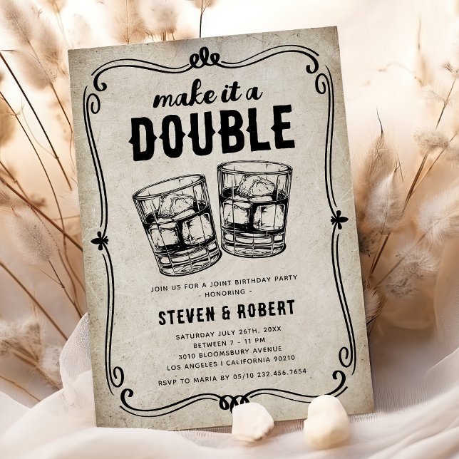 Invitation d'anniversaire Whisky Double (Créateur téléchargé)