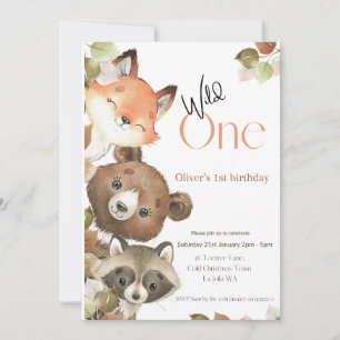 Invitation d'anniversaire Wild One - Animaux des b