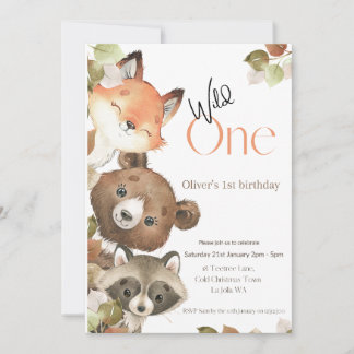 Invitation d'anniversaire Wild One - Animaux des b