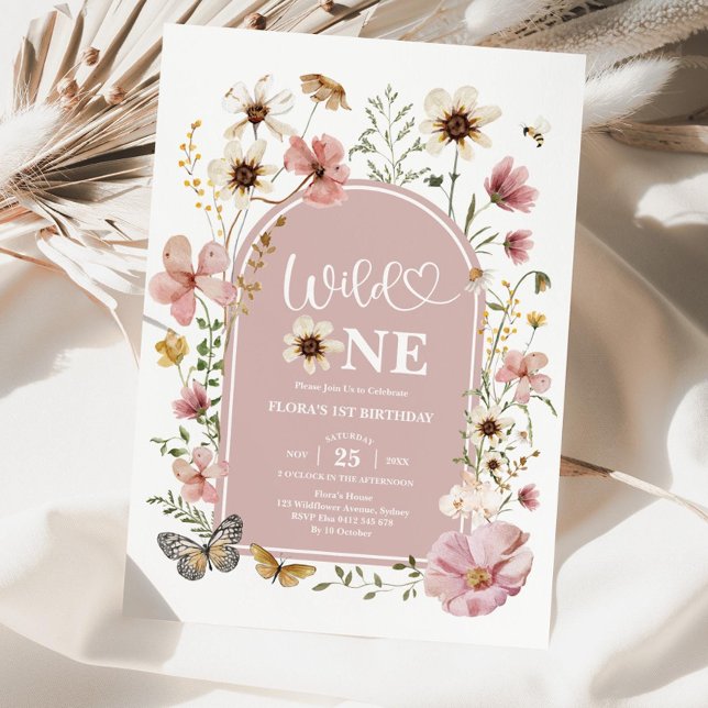 Invitation d'anniversaire Wild One : Édition Fleur (Créateur téléchargé)