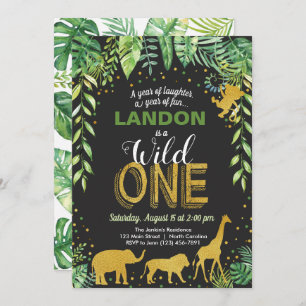 Invitation d'anniversaire Wild One Jungle Safari A
