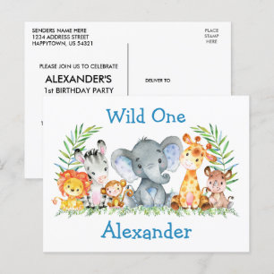 Invitation d'anniversaire Wild One Safari Animals 