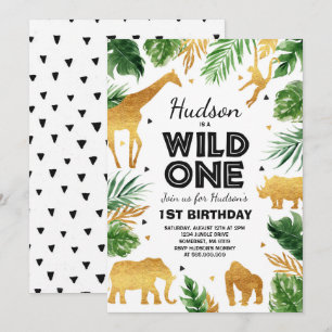 Invitation d'anniversaire Wild One Safari Animaux 