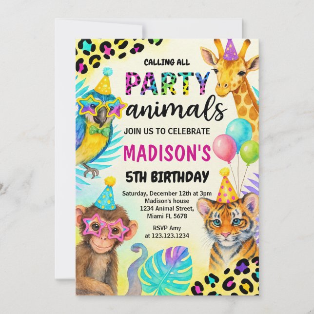 Invitation d'anniversaire Wild Safari Jungle (Devant)