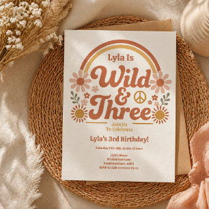 Invitation d'anniversaire Wild Three Fille Rétro