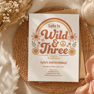 Invitation d'anniversaire Wild Three Fille | Rétro