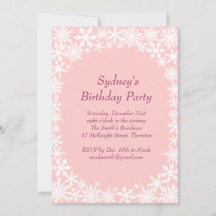Invitation d'anniversaire Winter Lace - rose clair