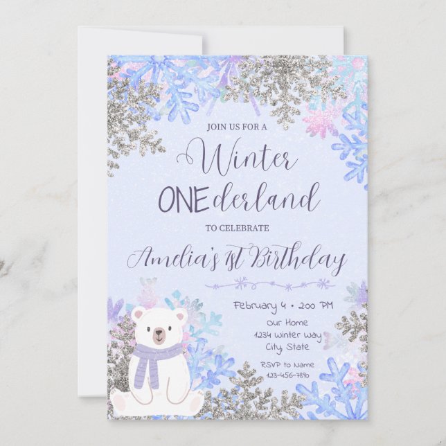 Invitation d'anniversaire Winter Onederland (Devant)