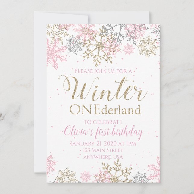 Invitation d'anniversaire Winter ONEderland (Devant)