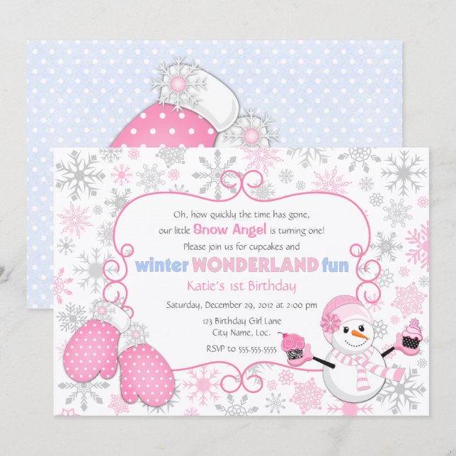 Invitation d'anniversaire Winter Wonderland (Devant / Derrière)