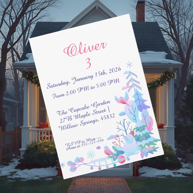 Invitation d'anniversaire Winter Wonderland, Bonho (Créateur téléchargé)