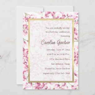 Invitation d'anniversaire Wisteria rose