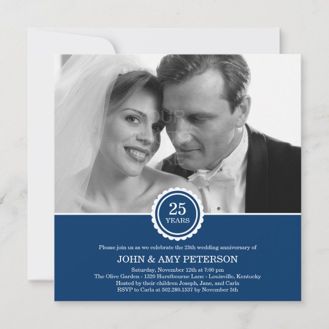 Invitation d'anniversaire Wonderful Years (Navy) (Devant)