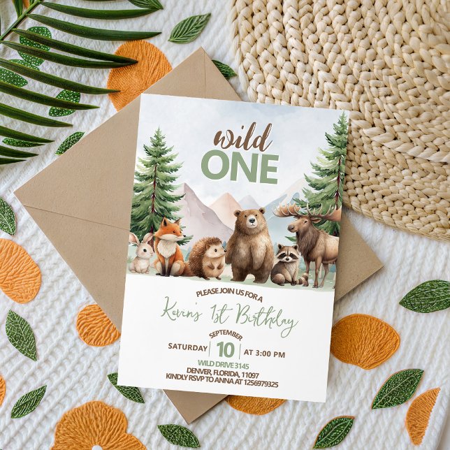 Invitation d'anniversaire Woodland Wild One garçon (Créateur téléchargé)