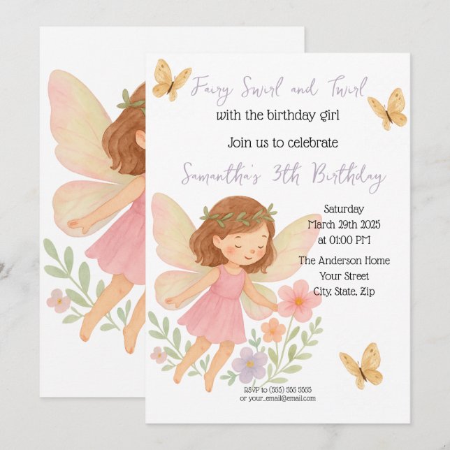 Invitation d'Anniversaires de enfants à thème poil (Devant / Derrière)