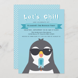 Invitation d'Anniversaires de enfants de pingouins