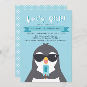 Invitation d'Anniversaires de enfants de pingouins