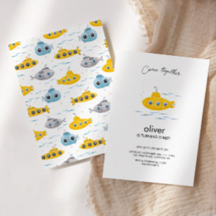 Invitation d'Anniversaires de enfants de sous-mari