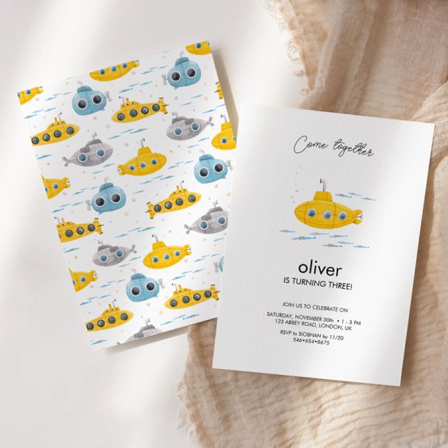 Invitation d'Anniversaires de enfants de sous-mari (Créateur téléchargé)