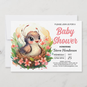 Invitation Dans la forêt Élégant Baby shower d'oiseaux des bo