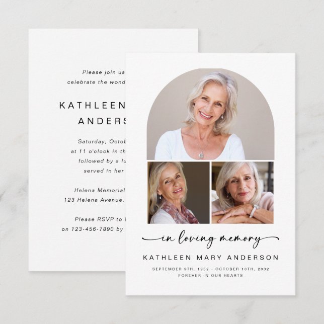 Invitation Dans la mémoire aimante | Mémorial funéraire de l' (Devant / Derrière)