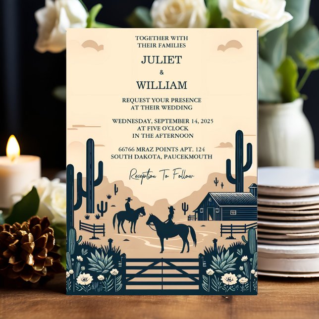Invitation Dans le désert Rodeo Cheval Rétro Rustique Mariage (Créateur téléchargé)
