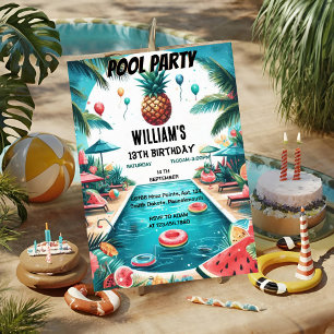 Invitation dans l'eau du garçon bleu Cool Pool Party 13e anni