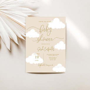 Invitation Dans les nuages Baby shower neutre