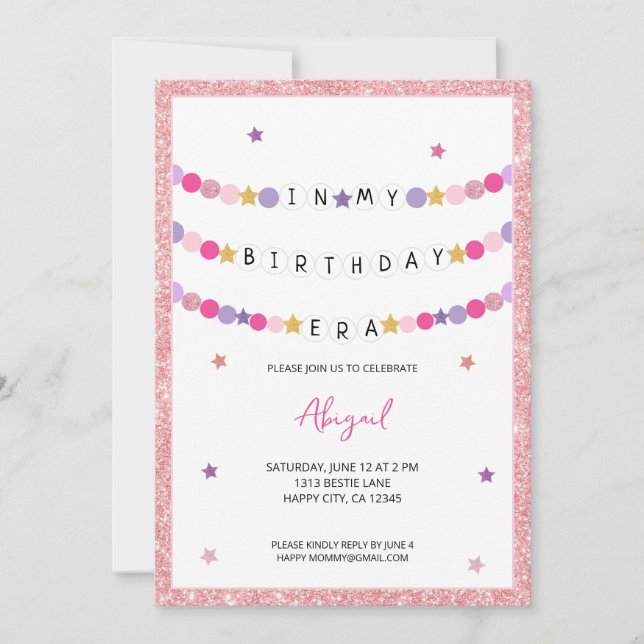 Invitation Dans Mon Bracelet D'Amitié Fête D'Anniversaire (Devant)