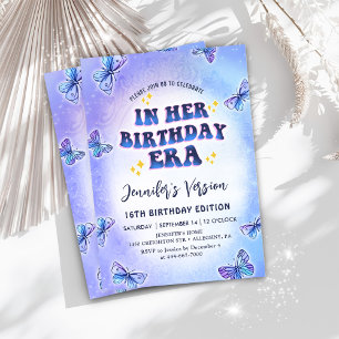 Invitation Dans son âge d'anniversaire papillon pourpre Anniv