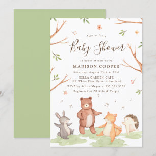 Invitation Danse Baby shower des animaux de bois