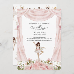Invitation Danse Ballerina Fille fête d'anniversaire