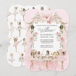 Invitation Danse Ballerina Fille fête d'anniversaire